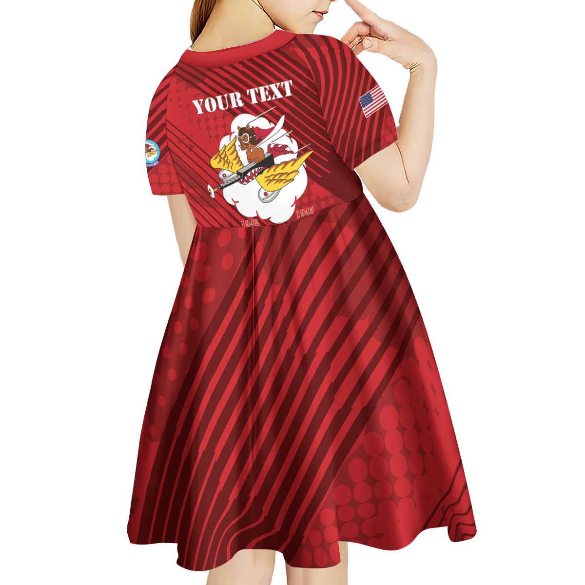 Personalized Tuskegee Airmen Red Tails Kid Short Sleeve Dress 301st Fighter Squadron - Red - Wonder Print Shop