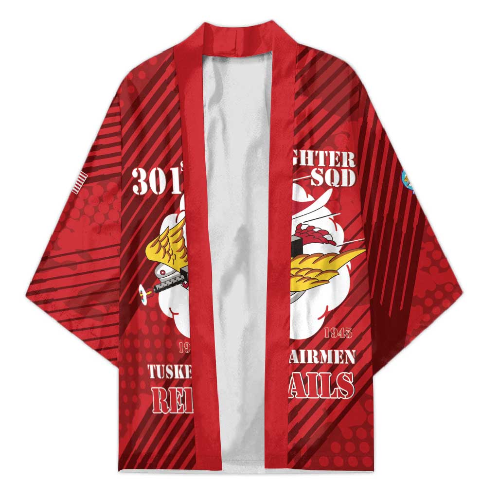 Personalized Tuskegee Airmen Red Tails Kimono 301st Fighter Squadron - Red - Wonder Print Shop
