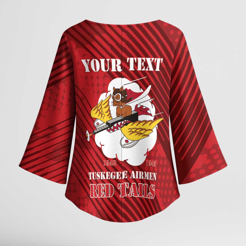 Personalized Tuskegee Airmen Red Tails Kimono Sleeve Blouse 301st Fighter Squadron - Red - Wonder Print Shop