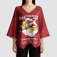 Personalized Tuskegee Airmen Red Tails Kimono Sleeve Blouse 301st Fighter Squadron - Red - Wonder Print Shop