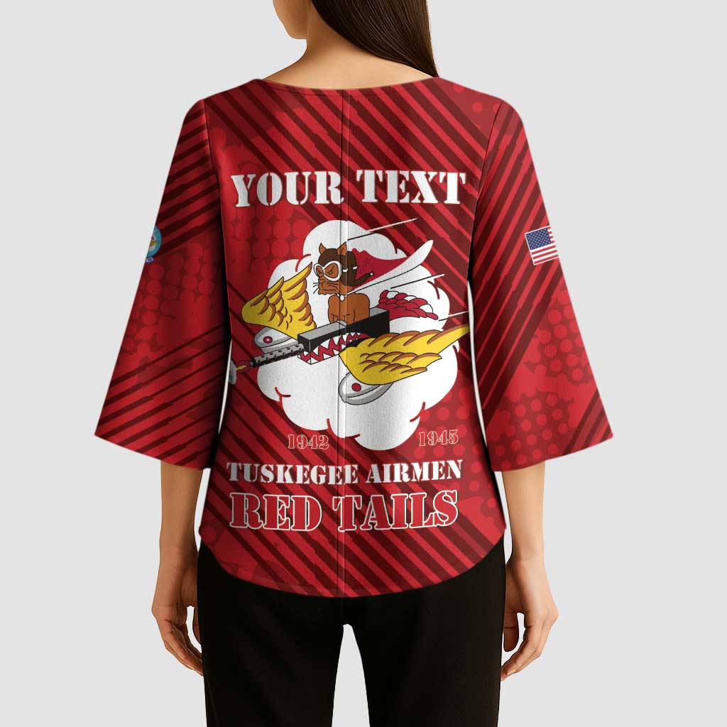 Personalized Tuskegee Airmen Red Tails Kimono Sleeve Blouse 301st Fighter Squadron - Red - Wonder Print Shop