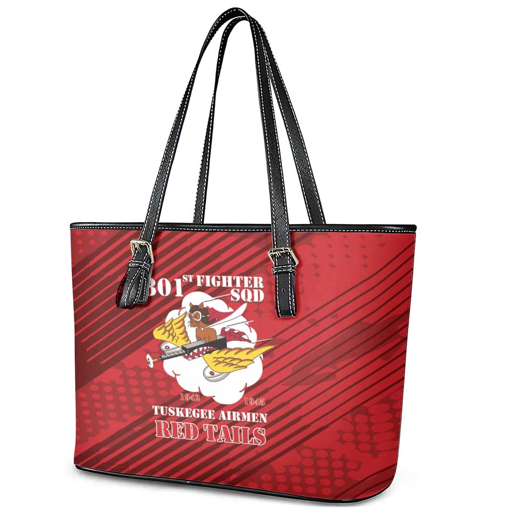 Tuskegee Airmen Red Tails Leather Tote Bag 301st Fighter Squadron - Red - Wonder Print Shop