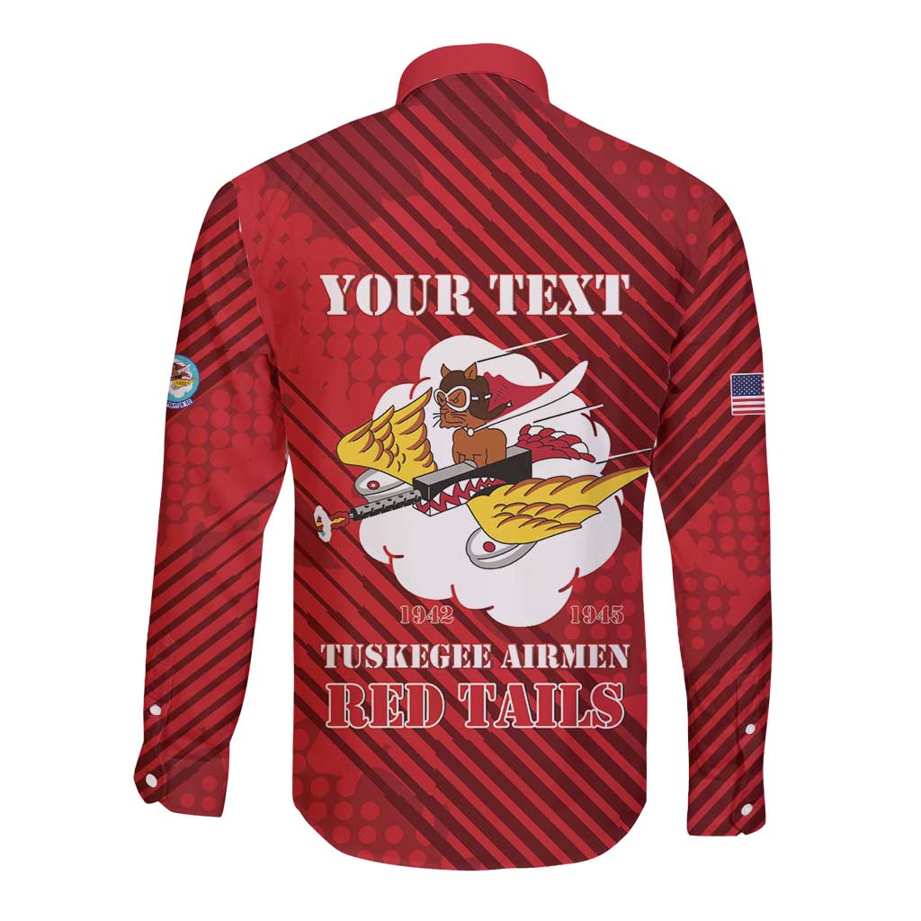 Personalized Tuskegee Airmen Red Tails Long Sleeve Button Shirt 301st Fighter Squadron - Red - Wonder Print Shop