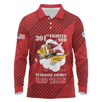 Personalized Tuskegee Airmen Red Tails Long Sleeve Polo Shirt 301st Fighter Squadron - Red - Wonder Print Shop
