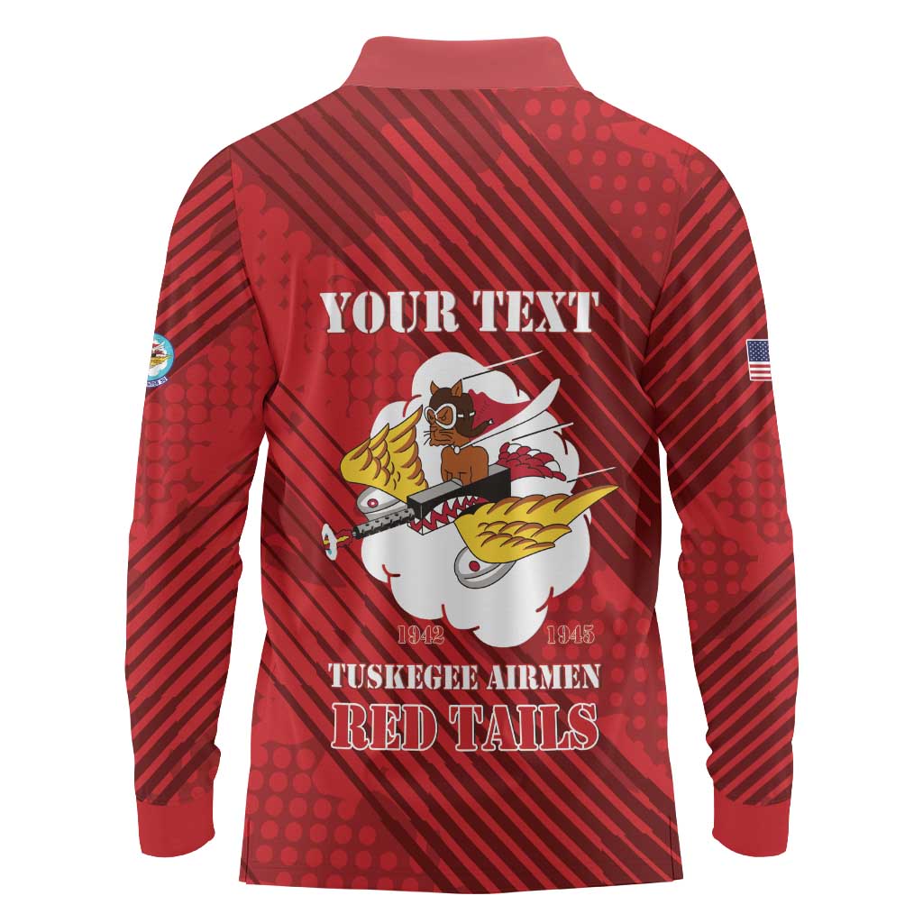 Personalized Tuskegee Airmen Red Tails Long Sleeve Polo Shirt 301st Fighter Squadron - Red - Wonder Print Shop