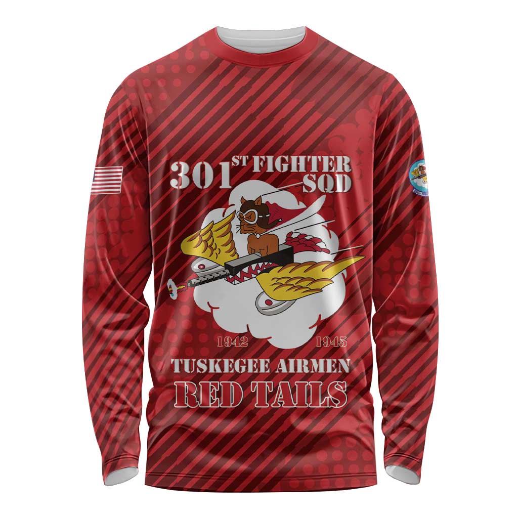 Personalized Tuskegee Airmen Red Tails Long Sleeve Shirt 301st Fighter Squadron - Red - Wonder Print Shop