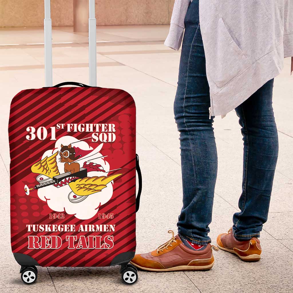 Tuskegee Airmen Red Tails Luggage Cover 301st Fighter Squadron - Red - Wonder Print Shop