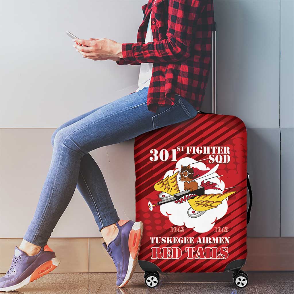 Tuskegee Airmen Red Tails Luggage Cover 301st Fighter Squadron - Red - Wonder Print Shop