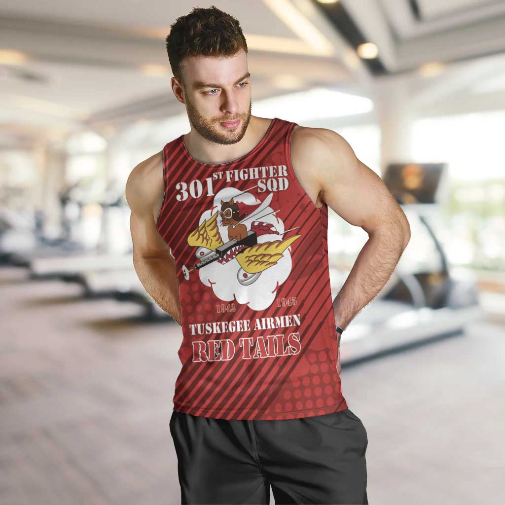 Personalized Tuskegee Airmen Red Tails Men Tank Top 301st Fighter Squadron - Red - Wonder Print Shop