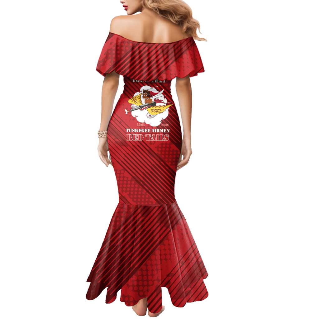 Personalized Tuskegee Airmen Red Tails Mermaid Dress 301st Fighter Squadron - Red - Wonder Print Shop