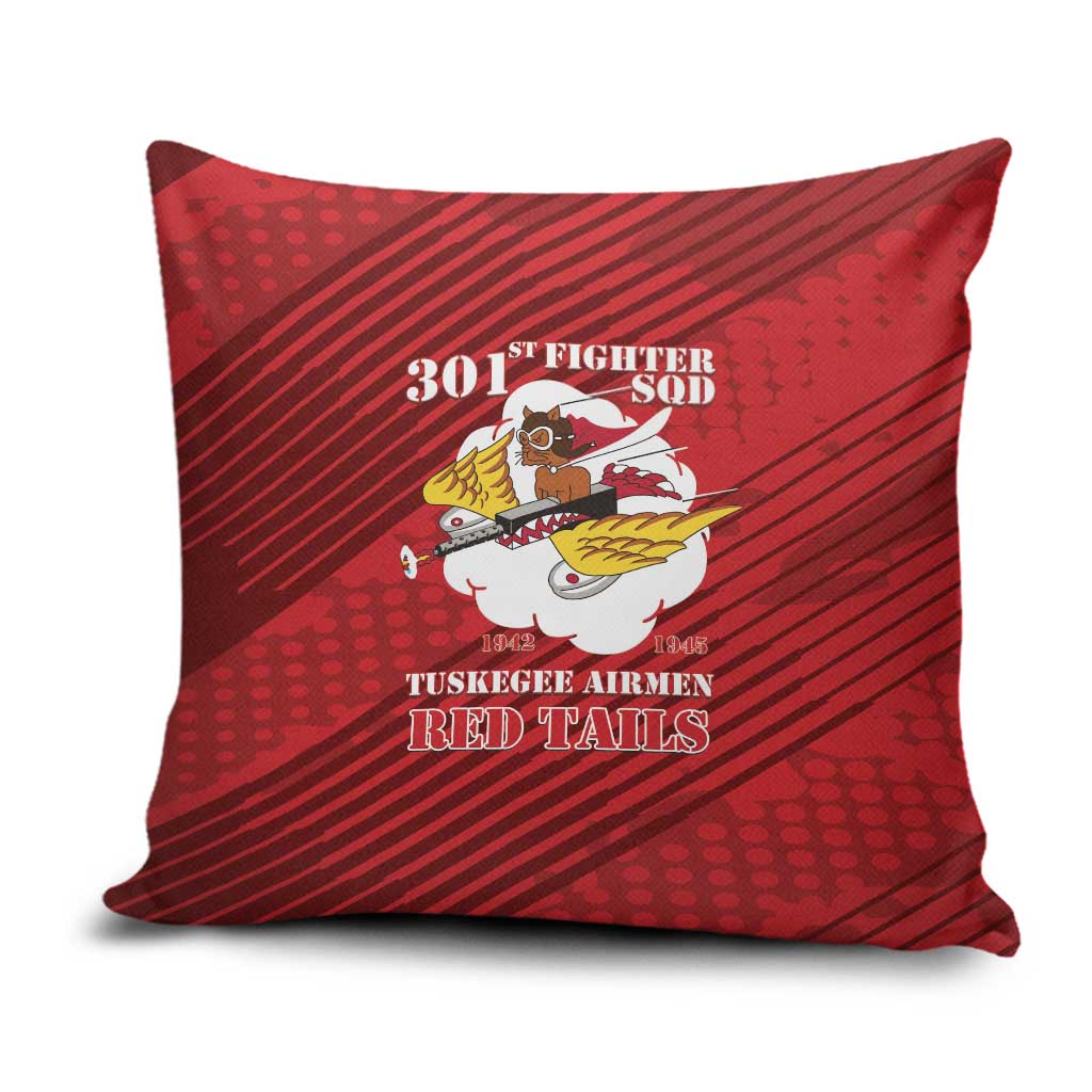 Tuskegee Airmen Red Tails Pillow Cover 301st Fighter Squadron - Red - Wonder Print Shop