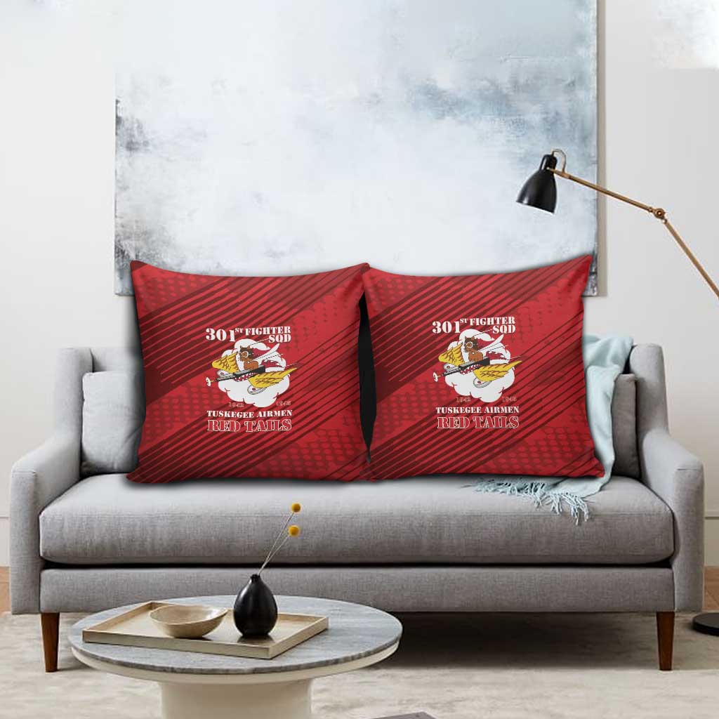 Tuskegee Airmen Red Tails Pillow Cover 301st Fighter Squadron - Red - Wonder Print Shop