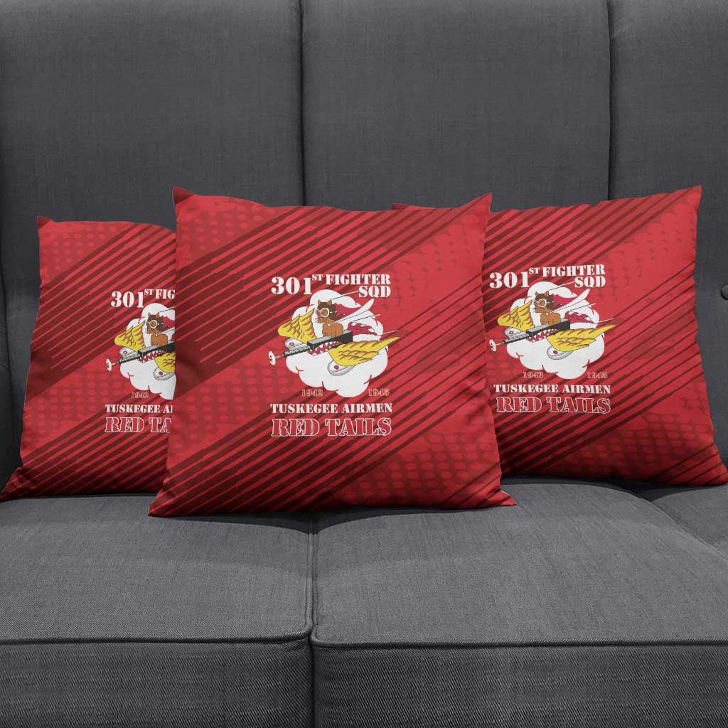 Tuskegee Airmen Red Tails Pillow Cover 301st Fighter Squadron - Red - Wonder Print Shop