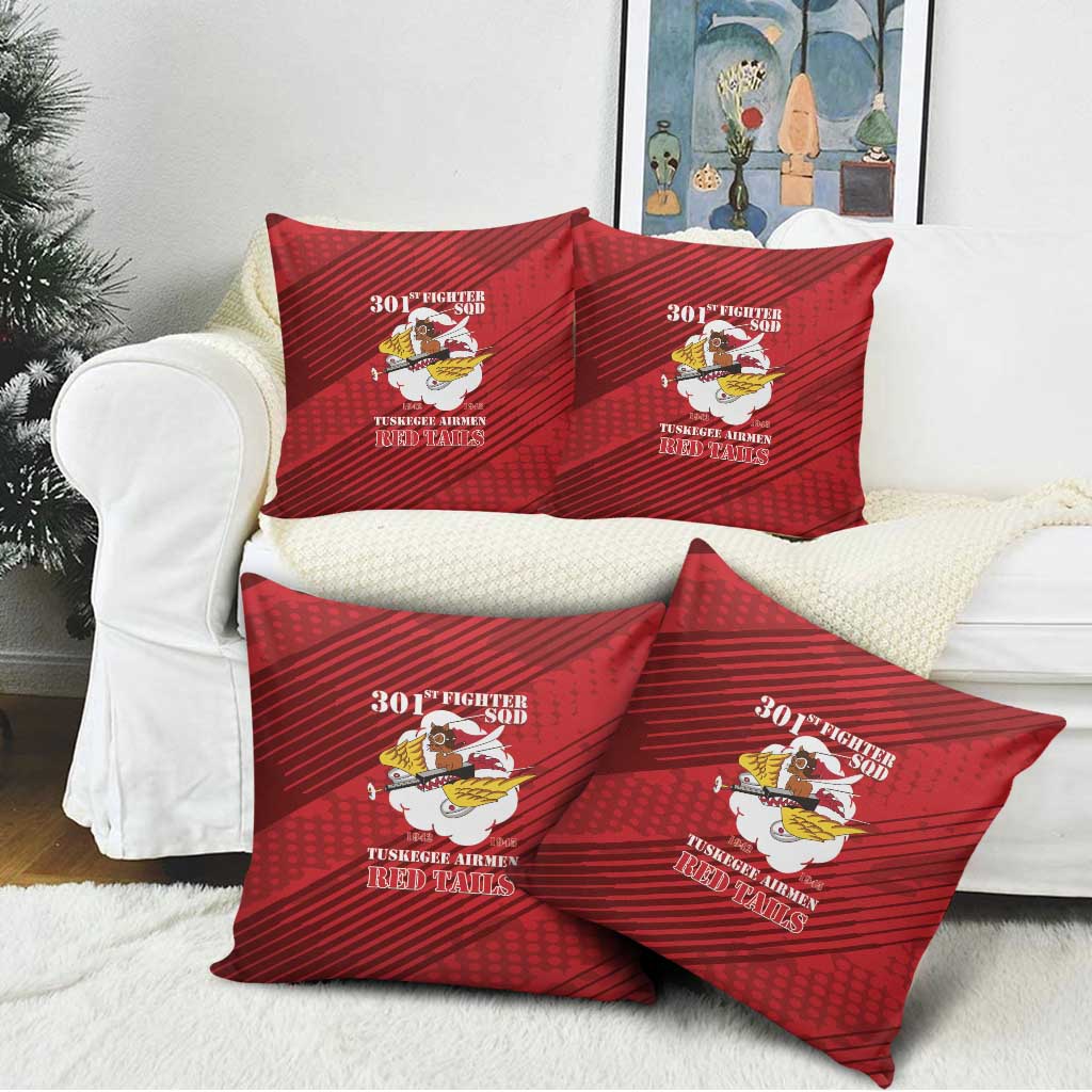 Tuskegee Airmen Red Tails Pillow Cover 301st Fighter Squadron - Red - Wonder Print Shop