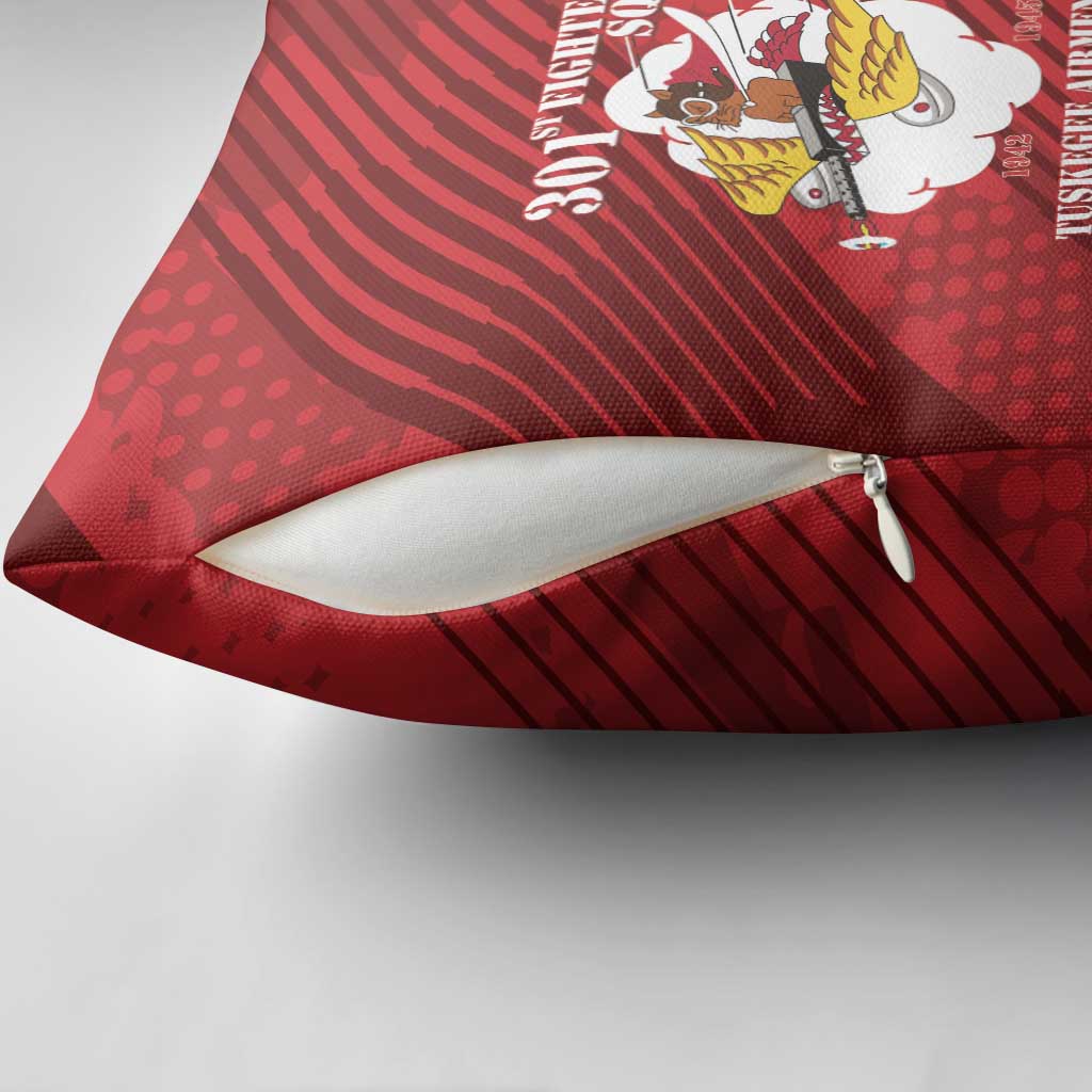 Tuskegee Airmen Red Tails Pillow Cover 301st Fighter Squadron - Red - Wonder Print Shop