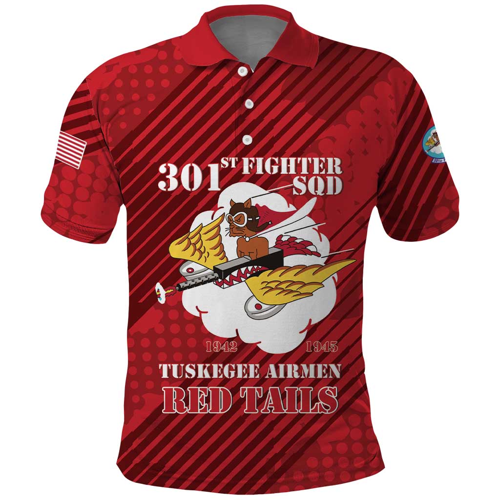 Personalized Tuskegee Airmen Red Tails Polo Shirt 301st Fighter Squadron - Red - Wonder Print Shop