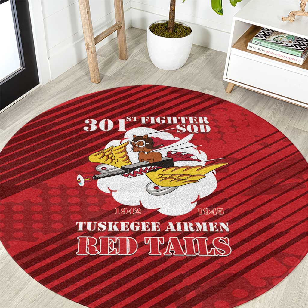 Tuskegee Airmen Red Tails Round Carpet 301st Fighter Squadron - Red - Wonder Print Shop