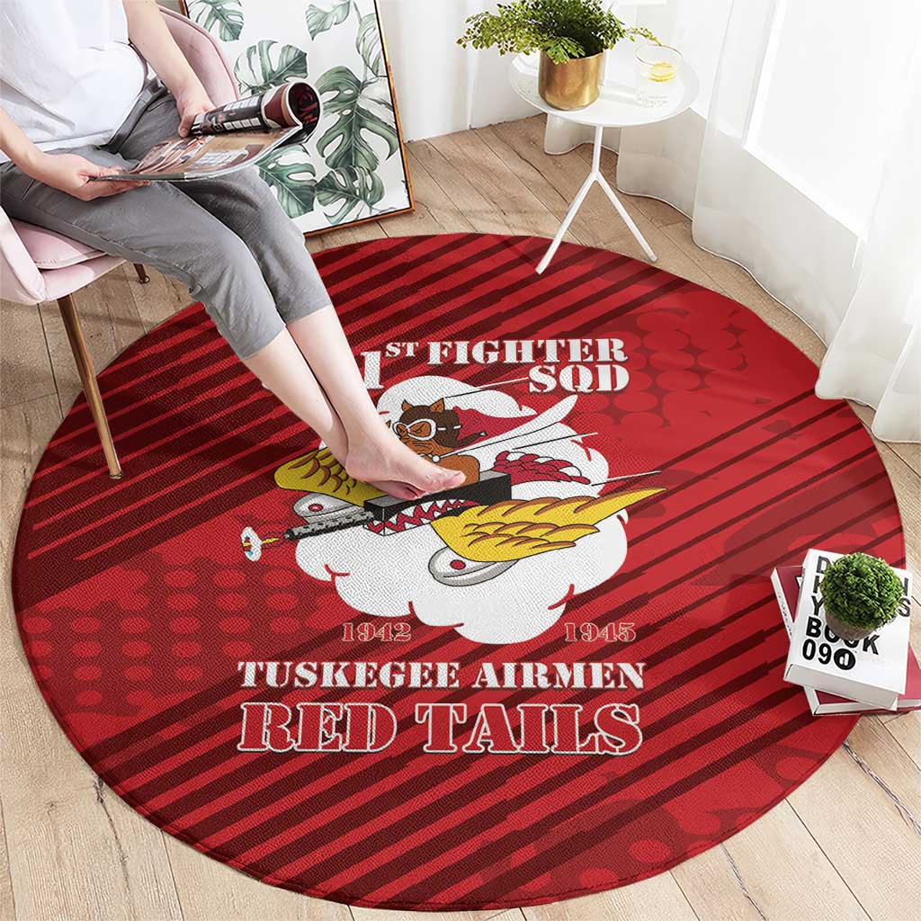 Tuskegee Airmen Red Tails Round Carpet 301st Fighter Squadron - Red - Wonder Print Shop