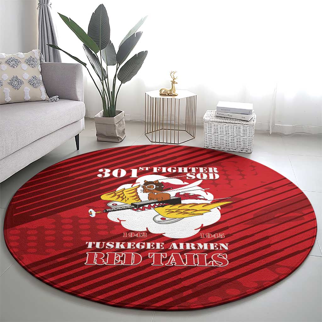 Tuskegee Airmen Red Tails Round Carpet 301st Fighter Squadron - Red - Wonder Print Shop