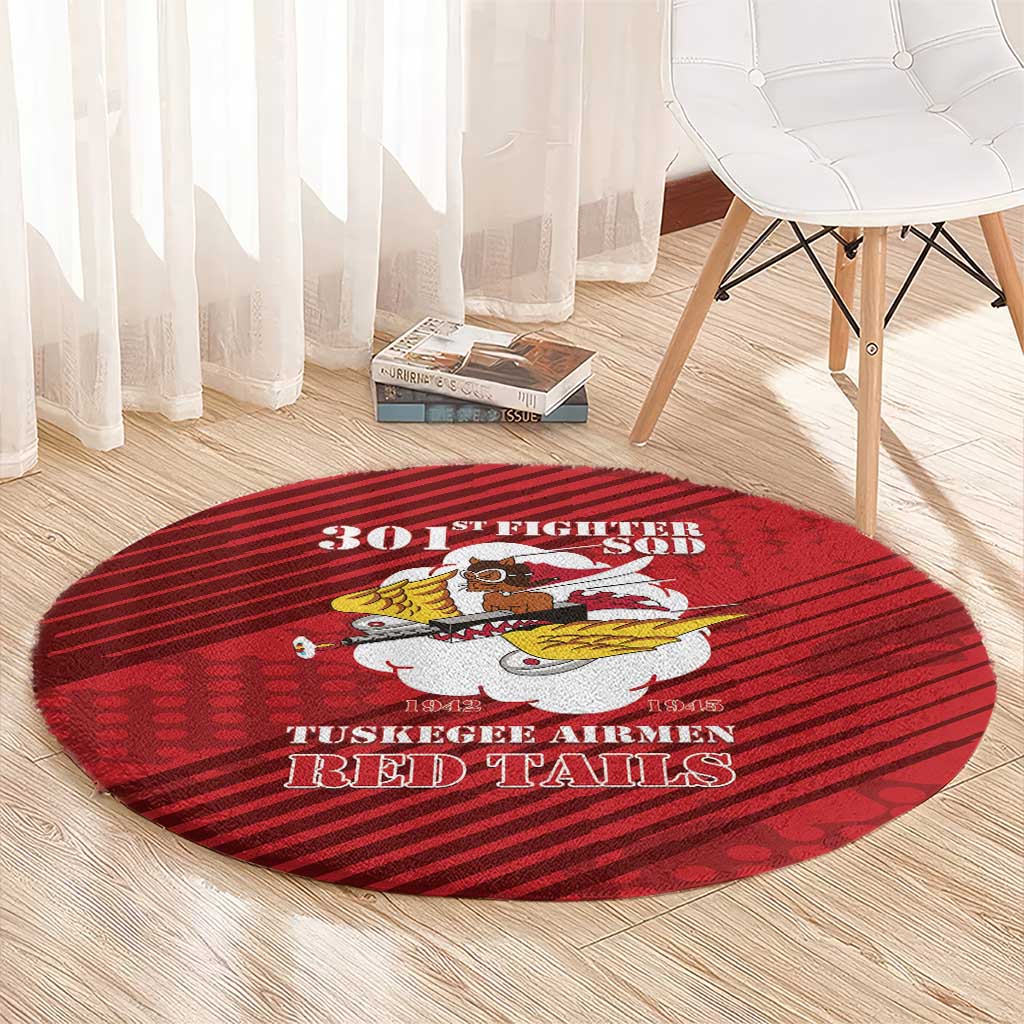 Tuskegee Airmen Red Tails Round Carpet 301st Fighter Squadron - Red - Wonder Print Shop