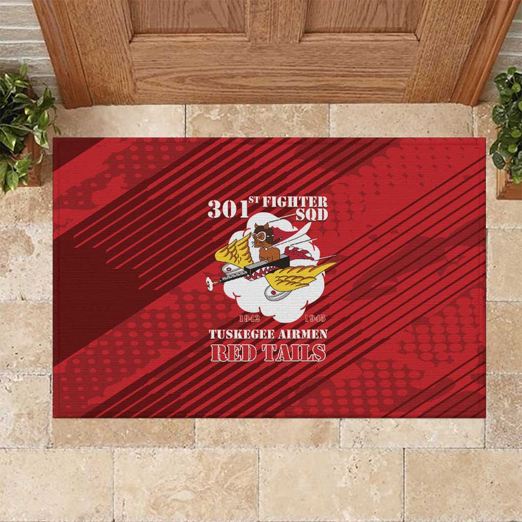 Tuskegee Airmen Red Tails Rubber Doormat 301st Fighter Squadron - Red - Wonder Print Shop