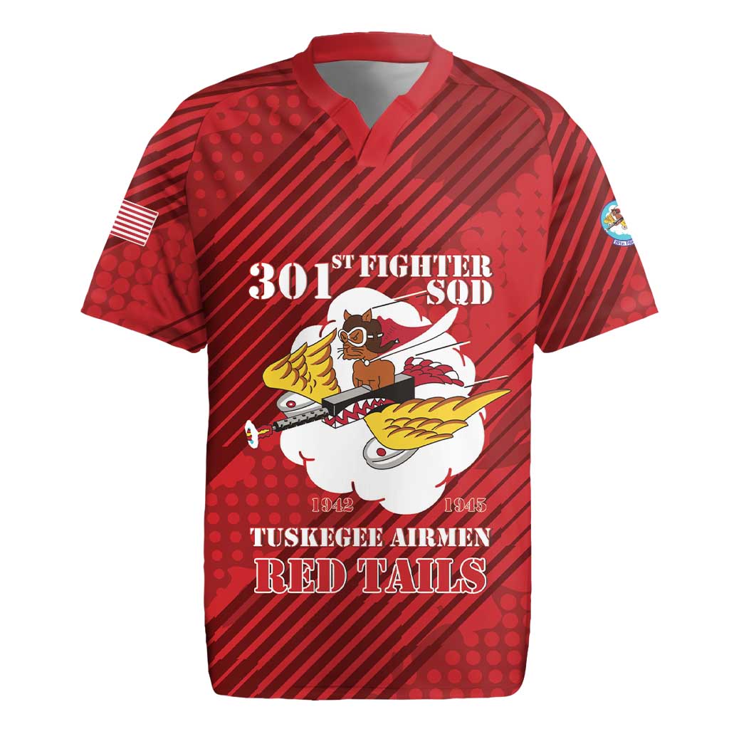 Personalized Tuskegee Airmen Red Tails Rugby Jersey 301st Fighter Squadron - Red - Wonder Print Shop