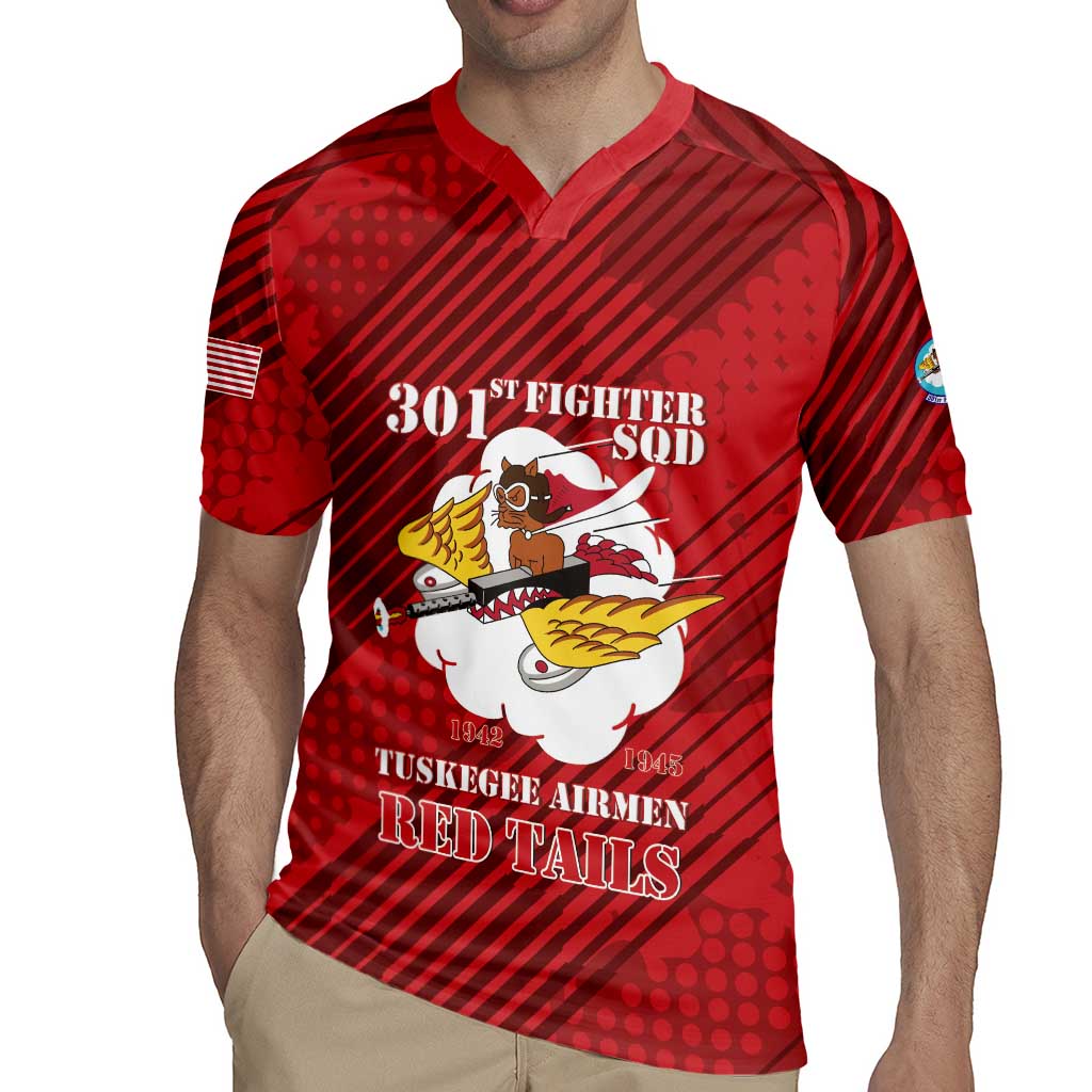 Personalized Tuskegee Airmen Red Tails Rugby Jersey 301st Fighter Squadron - Red - Wonder Print Shop