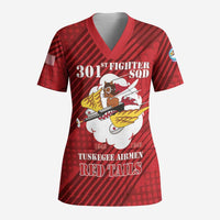 Personalized Tuskegee Airmen Red Tails Scrub Top 301st Fighter Squadron - Red - Wonder Print Shop