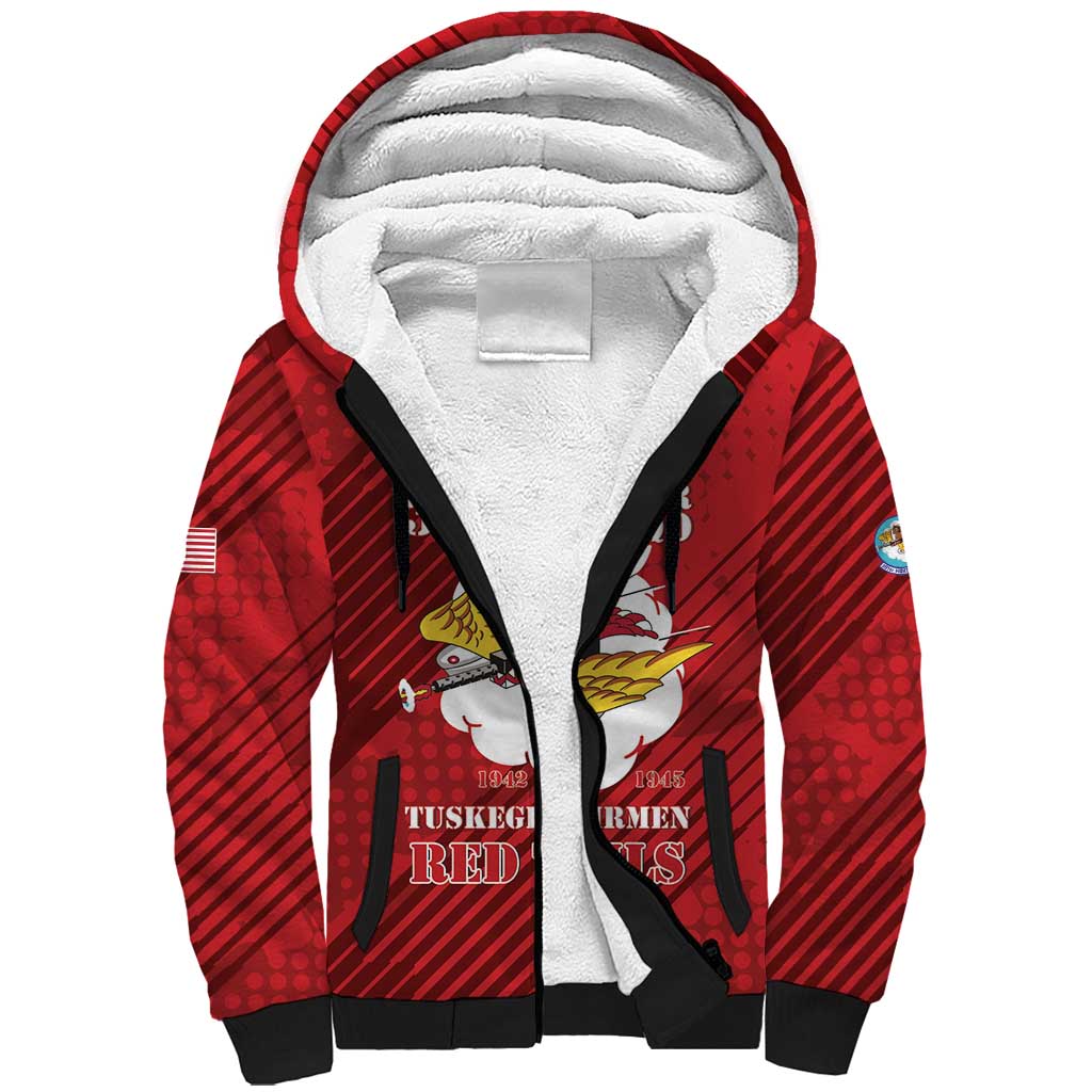 Personalized Tuskegee Airmen Red Tails Sherpa Hoodie 301st Fighter Squadron - Red - Wonder Print Shop