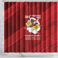 Tuskegee Airmen Red Tails Shower Curtain 301st Fighter Squadron - Red - Wonder Print Shop
