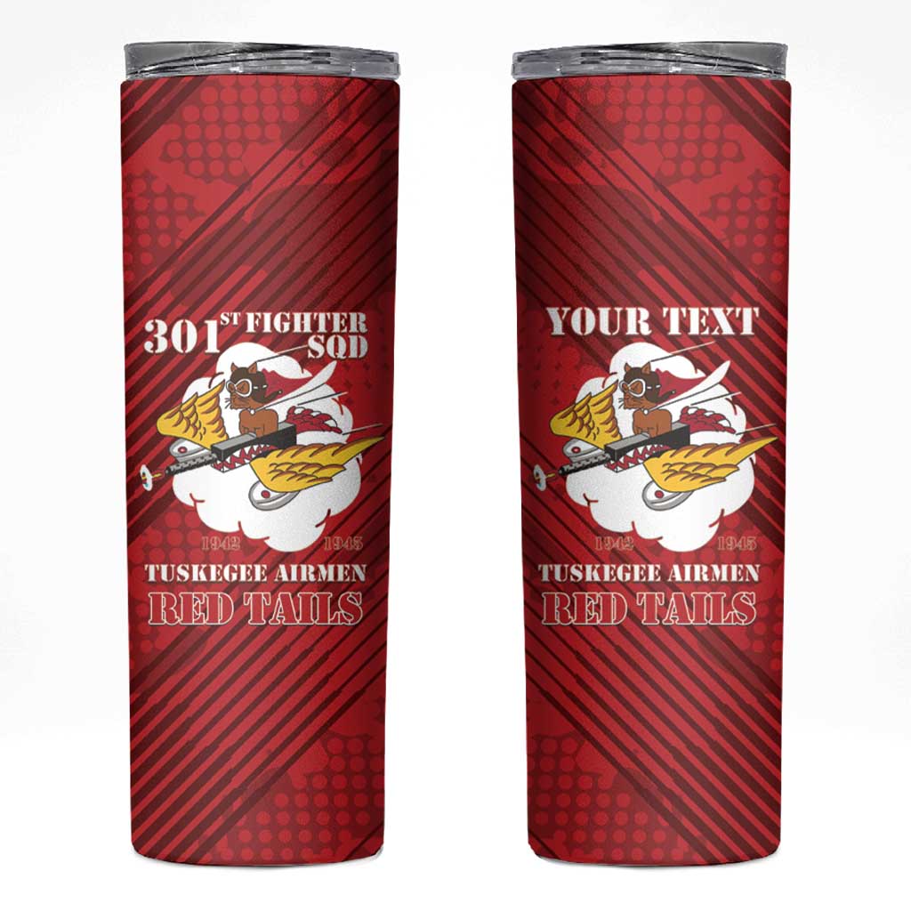 Personalized Tuskegee Airmen Red Tails Skinny Tumbler 301st Fighter Squadron - Red - Wonder Print Shop