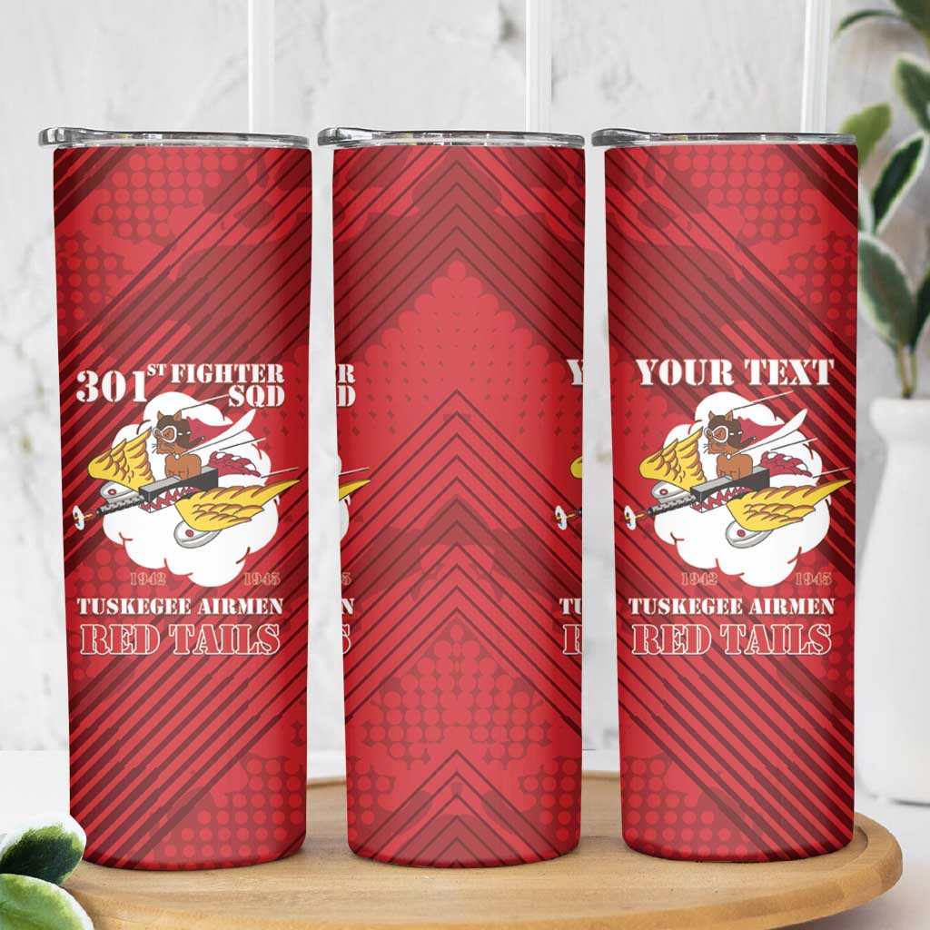 Personalized Tuskegee Airmen Red Tails Skinny Tumbler 301st Fighter Squadron - Red - Wonder Print Shop