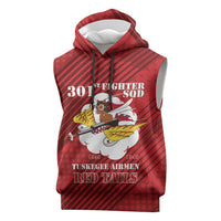Personalized Tuskegee Airmen Red Tails Sleeveless Hoodie 301st Fighter Squadron - Red - Wonder Print Shop