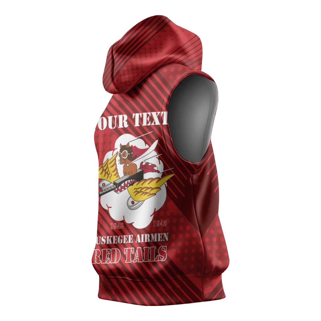 Personalized Tuskegee Airmen Red Tails Sleeveless Hoodie 301st Fighter Squadron - Red - Wonder Print Shop