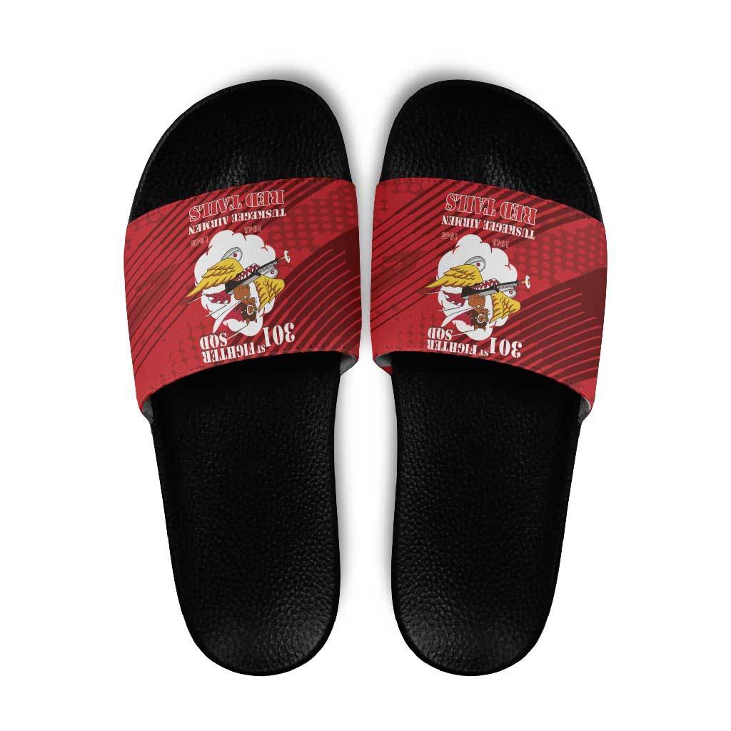 Tuskegee Airmen Red Tails Slide Sandals 301st Fighter Squadron - Red - Wonder Print Shop