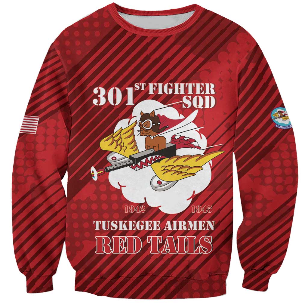Personalized Tuskegee Airmen Red Tails Sweatshirt 301st Fighter Squadron - Red - Wonder Print Shop