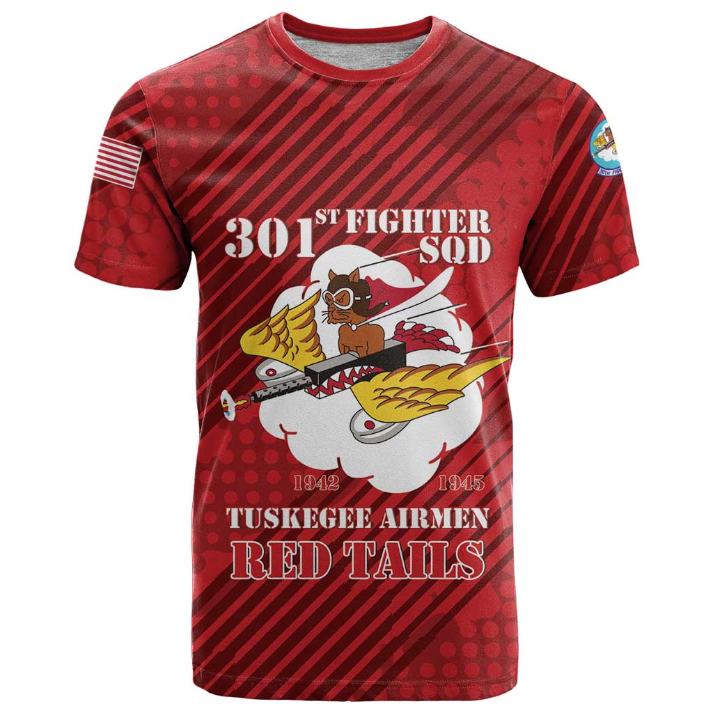 Personalized Tuskegee Airmen Red Tails T Shirt 301st Fighter Squadron - Red - Wonder Print Shop