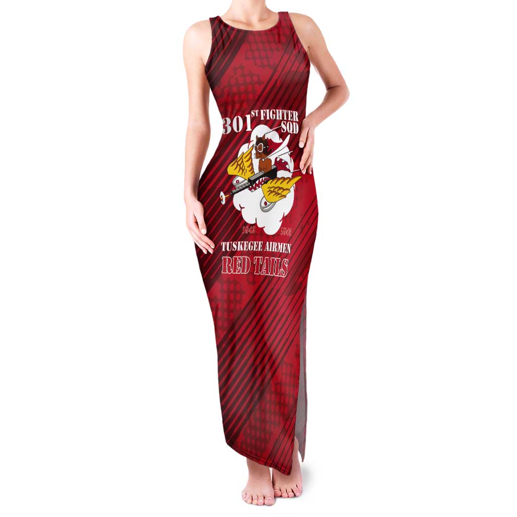 Personalized Tuskegee Airmen Red Tails Tank Maxi Dress 301st Fighter Squadron - Red - Wonder Print Shop