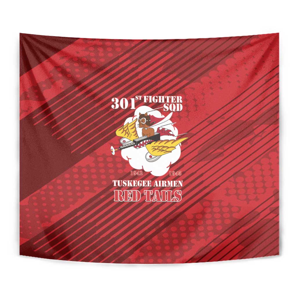 Tuskegee Airmen Red Tails Tapestry 301st Fighter Squadron - Red - Wonder Print Shop