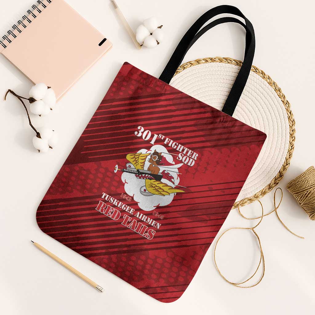 Tuskegee Airmen Red Tails Tote Bag 301st Fighter Squadron - Red - Wonder Print Shop