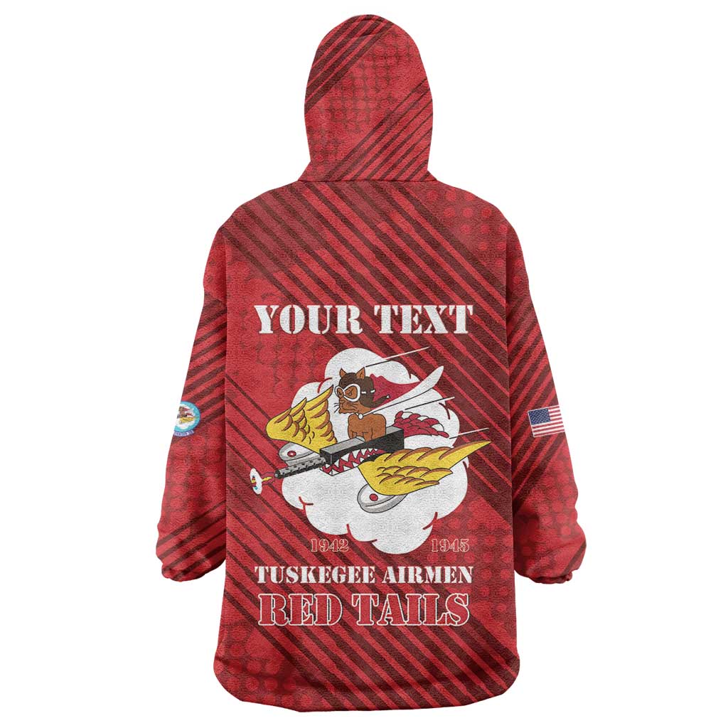 Personalized Tuskegee Airmen Red Tails Wearable Blanket Hoodie 301st Fighter Squadron - Red - Wonder Print Shop