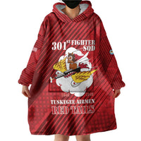 Personalized Tuskegee Airmen Red Tails Wearable Blanket Hoodie 301st Fighter Squadron - Red - Wonder Print Shop