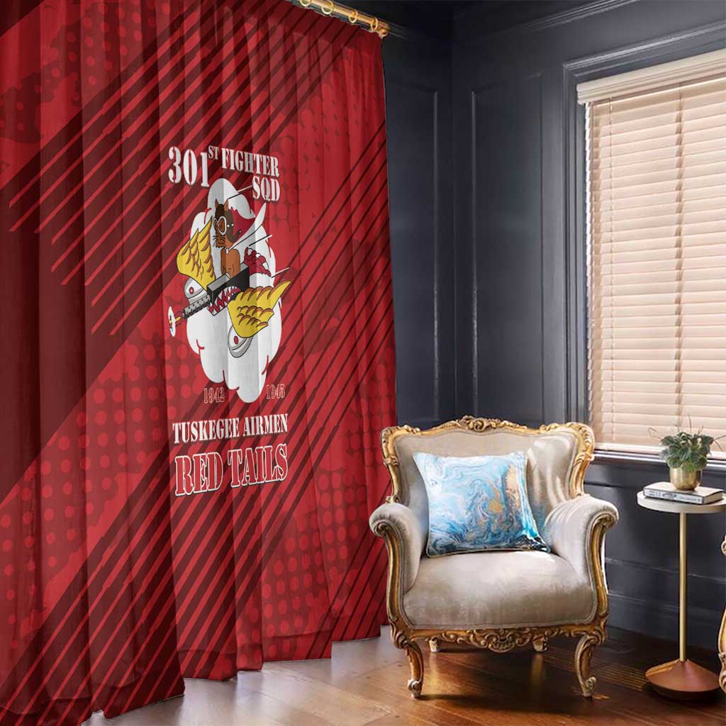 Tuskegee Airmen Red Tails Window Curtain 301st Fighter Squadron - Red - Wonder Print Shop