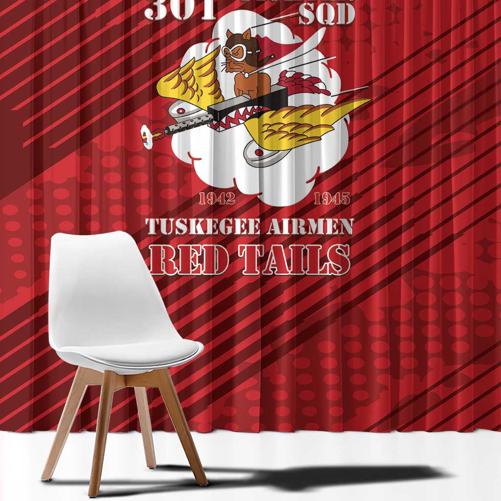 Tuskegee Airmen Red Tails Window Curtain 301st Fighter Squadron - Red - Wonder Print Shop