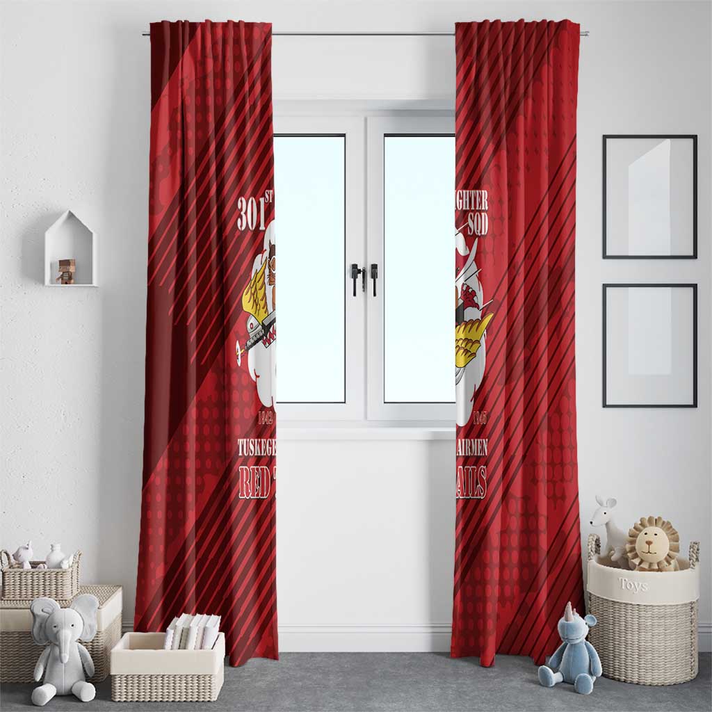 Tuskegee Airmen Red Tails Window Curtain 301st Fighter Squadron - Red - Wonder Print Shop