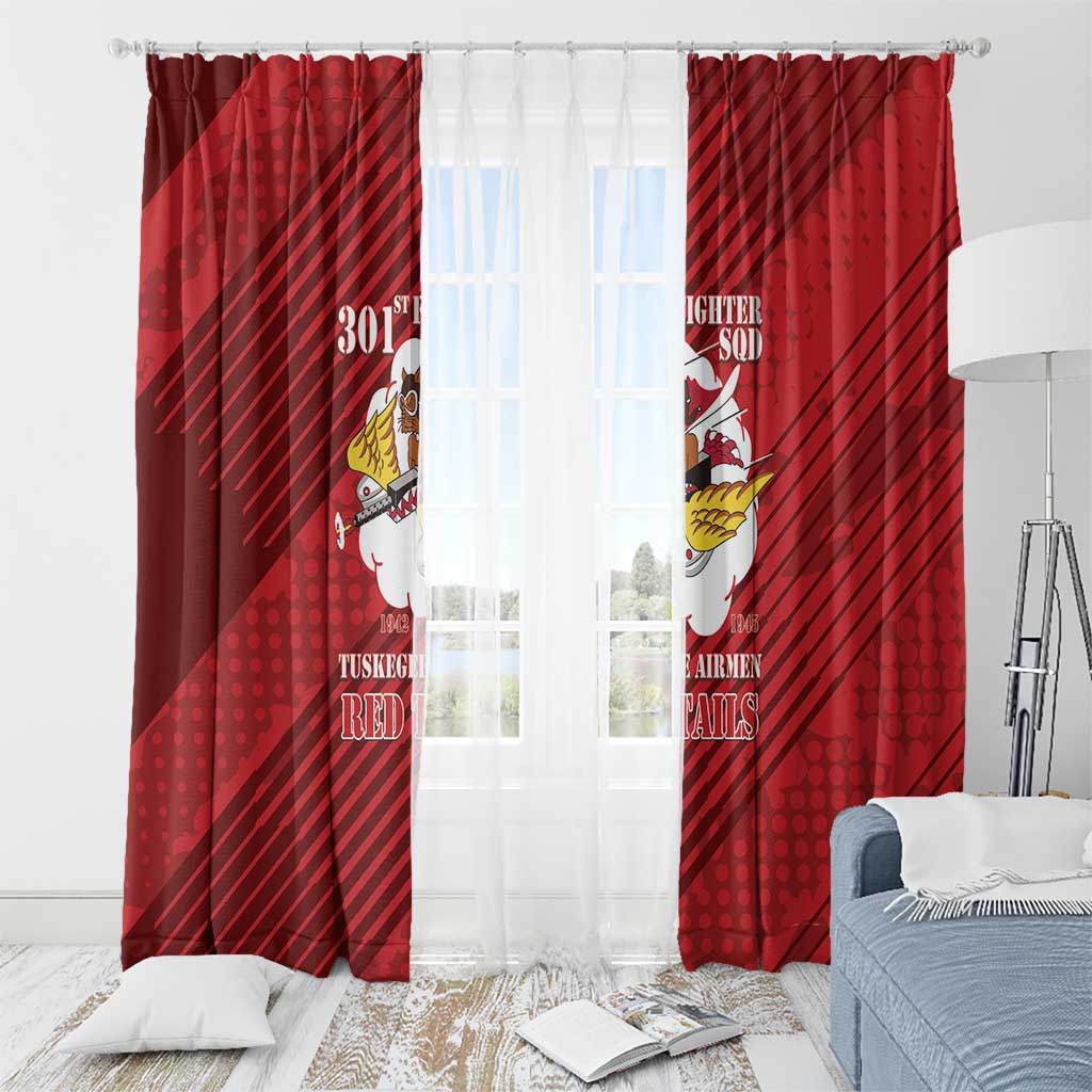 Tuskegee Airmen Red Tails Window Curtain 301st Fighter Squadron - Red - Wonder Print Shop