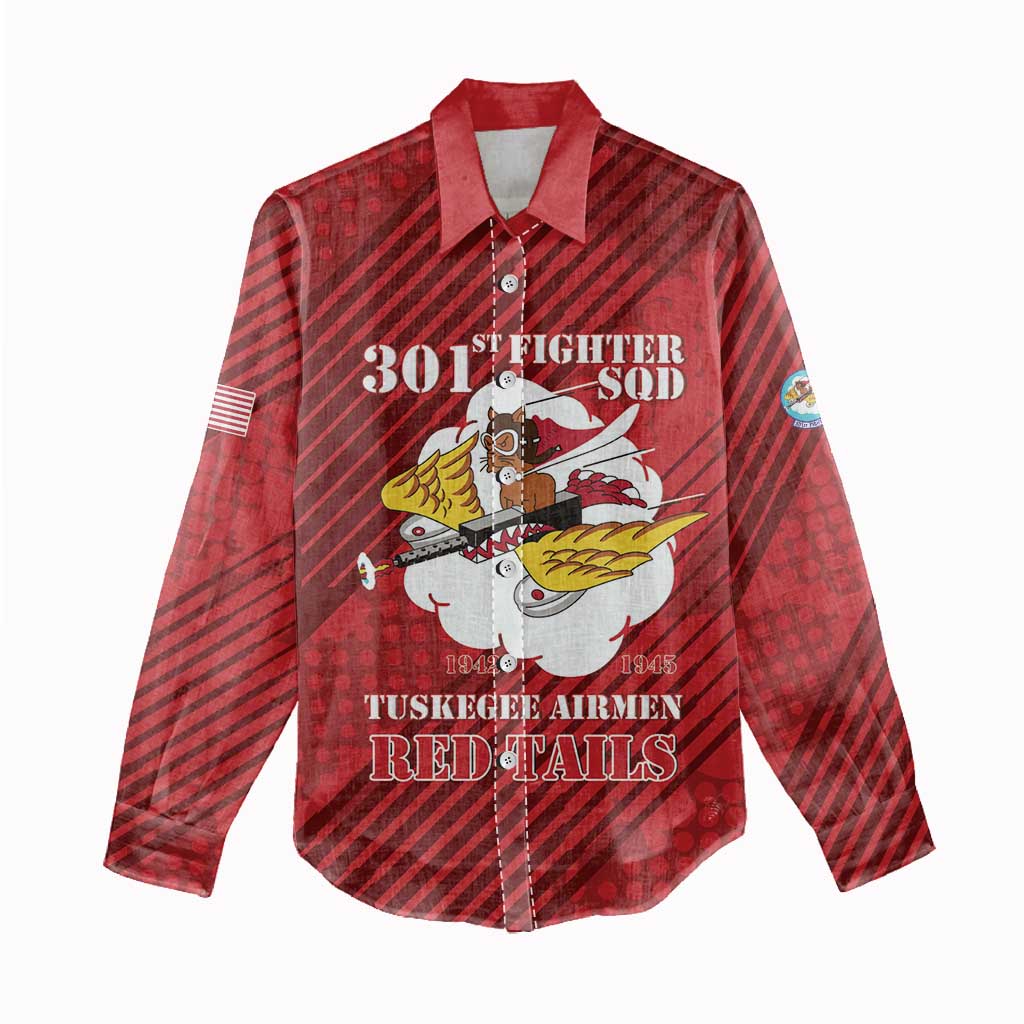 Personalized Tuskegee Airmen Red Tails Women Casual Shirt 301st Fighter Squadron - Red - Wonder Print Shop