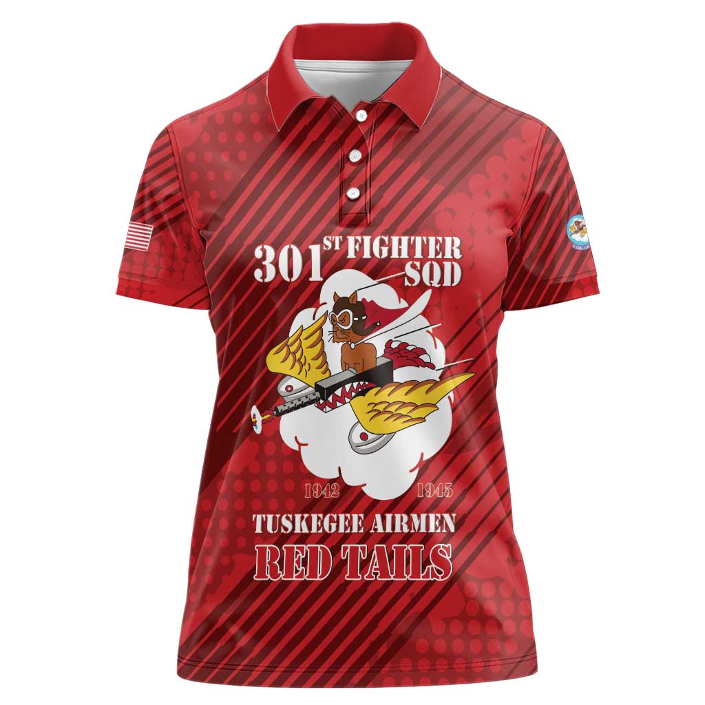 Personalized Tuskegee Airmen Red Tails Women Polo Shirt 301st Fighter Squadron - Red - Wonder Print Shop