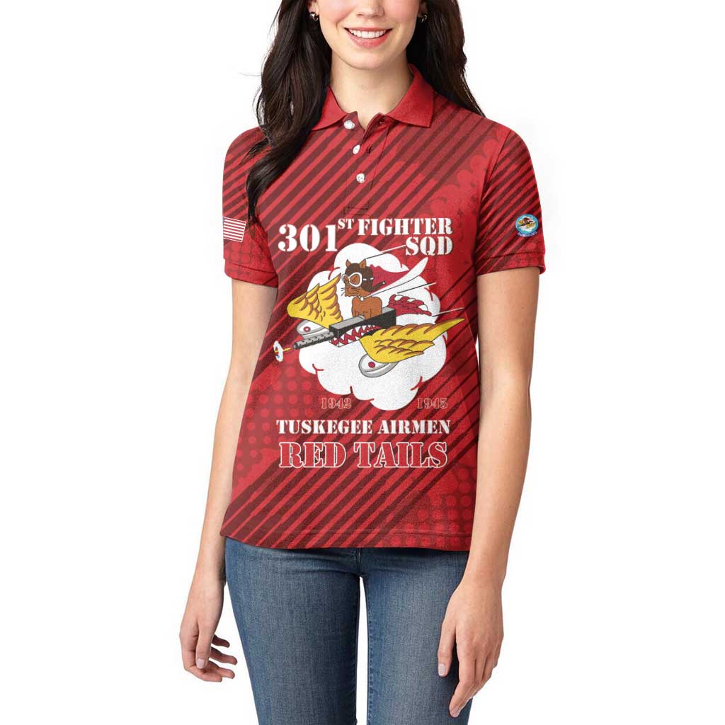 Personalized Tuskegee Airmen Red Tails Women Polo Shirt 301st Fighter Squadron - Red - Wonder Print Shop