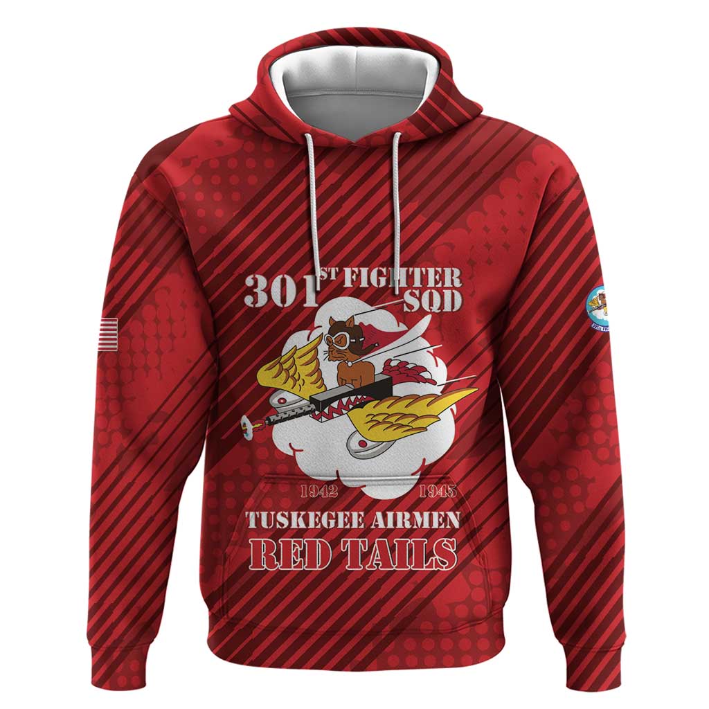Personalized Tuskegee Airmen Red Tails Zip Hoodie 301st Fighter Squadron - Red - Wonder Print Shop